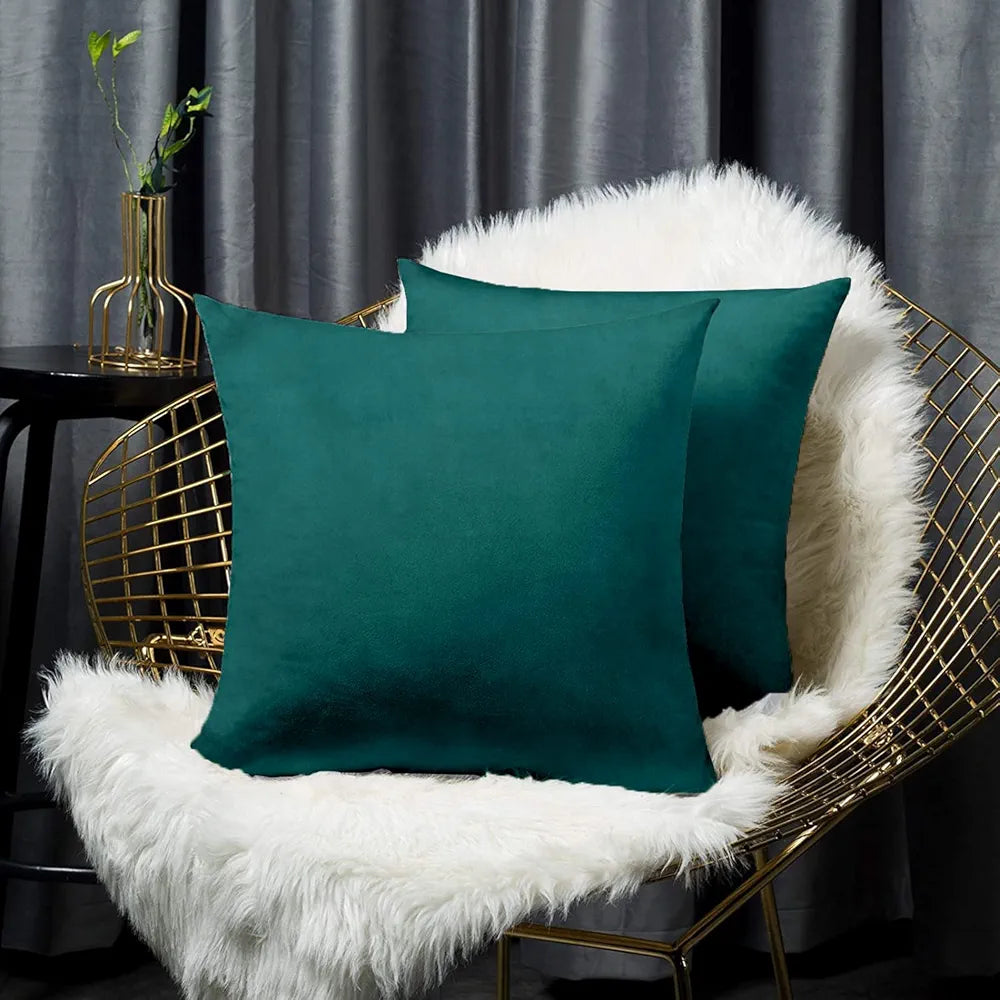 Cloth Fusion Velvet Sofa Cushion Cover Set of 2, Luxurious Cushion Cover Set 16-inch x 16 inch for Home Decor